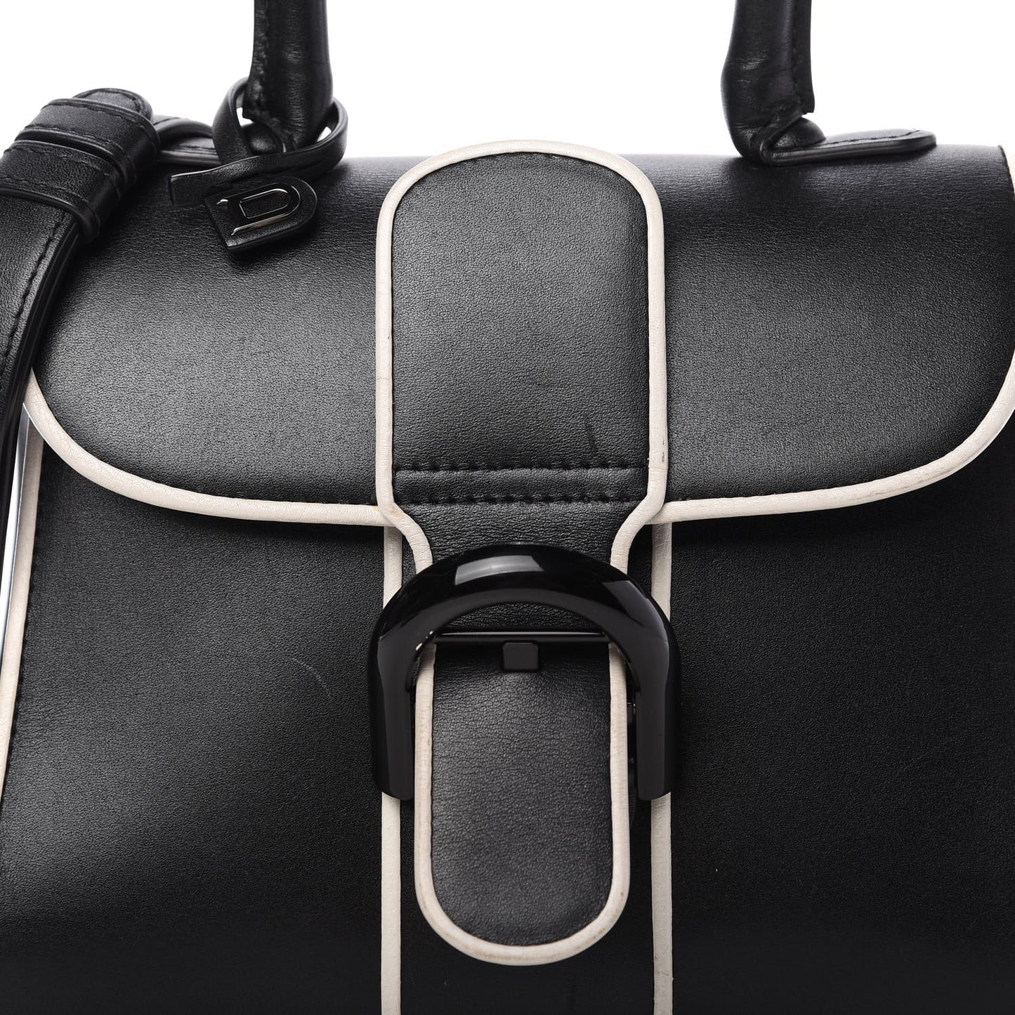 Calfskin Illusion Piped Mini Brillant Satchel Black