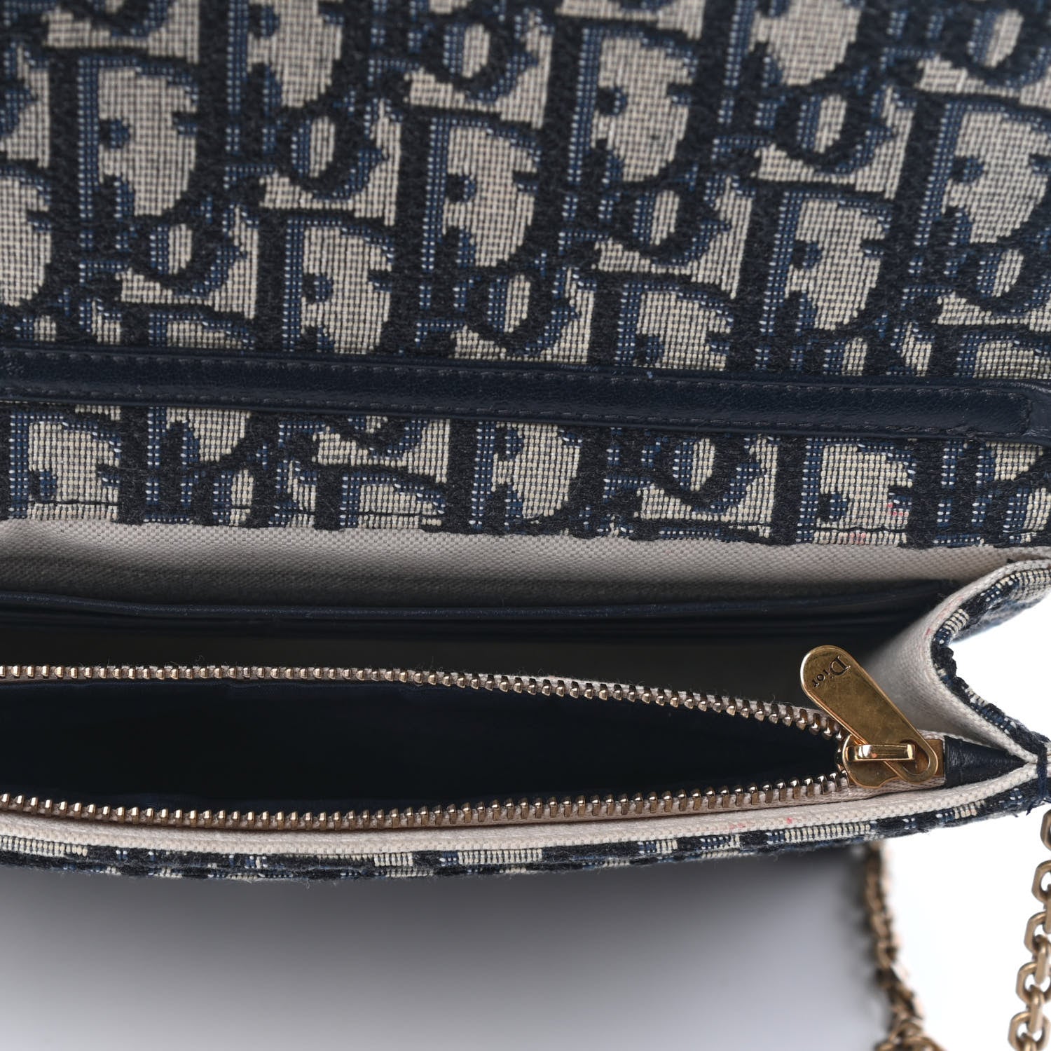 Christian Dior Oblique Saddle Chain Pouch Blue 5 of 9