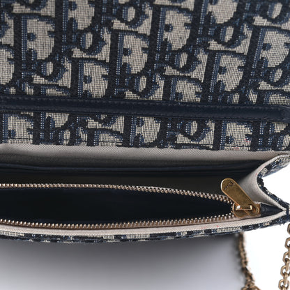 Christian Dior Oblique Saddle Chain Pouch Blue 5 of 9