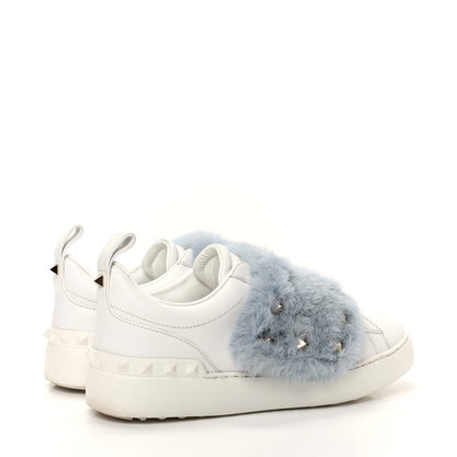 Valentino Garavani Calfskin Mink Fur Sneakers 38 White Niagara 4 of 11