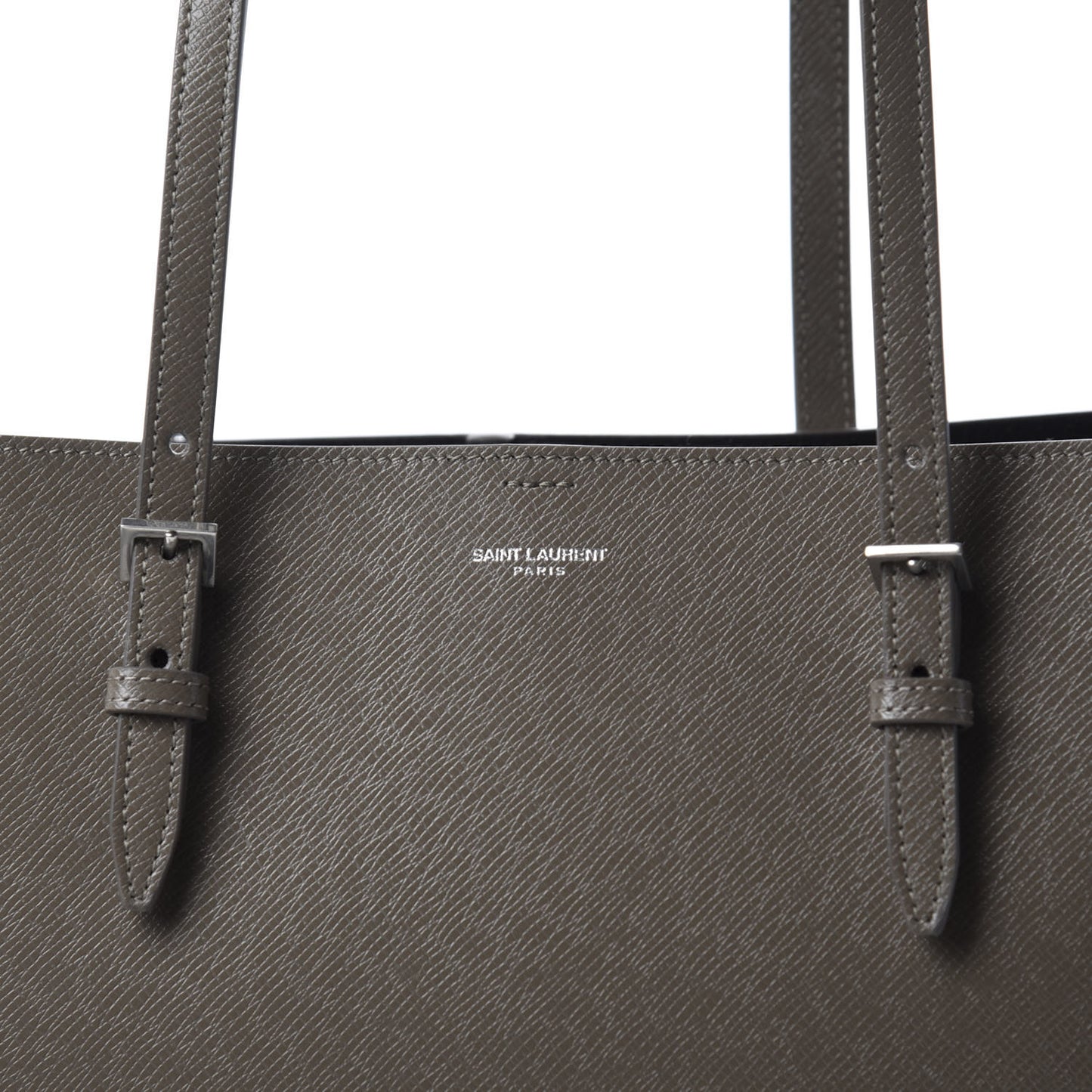 Grained Calfskin Large Shopping Tote Warm Taupe Black