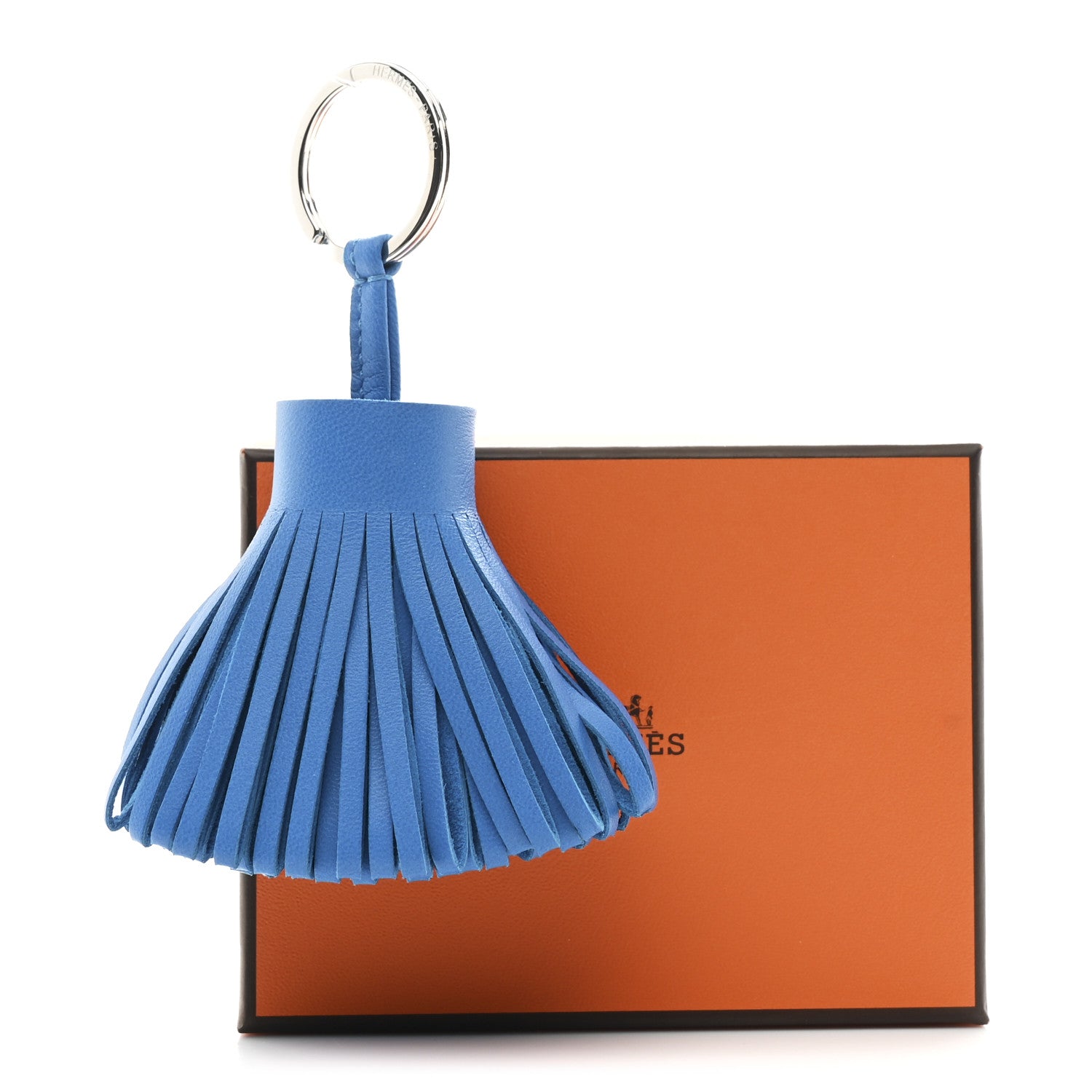 Hermes Lambskin Carmen Tassel Key Holder Bleu Zanzibar 4 of 4