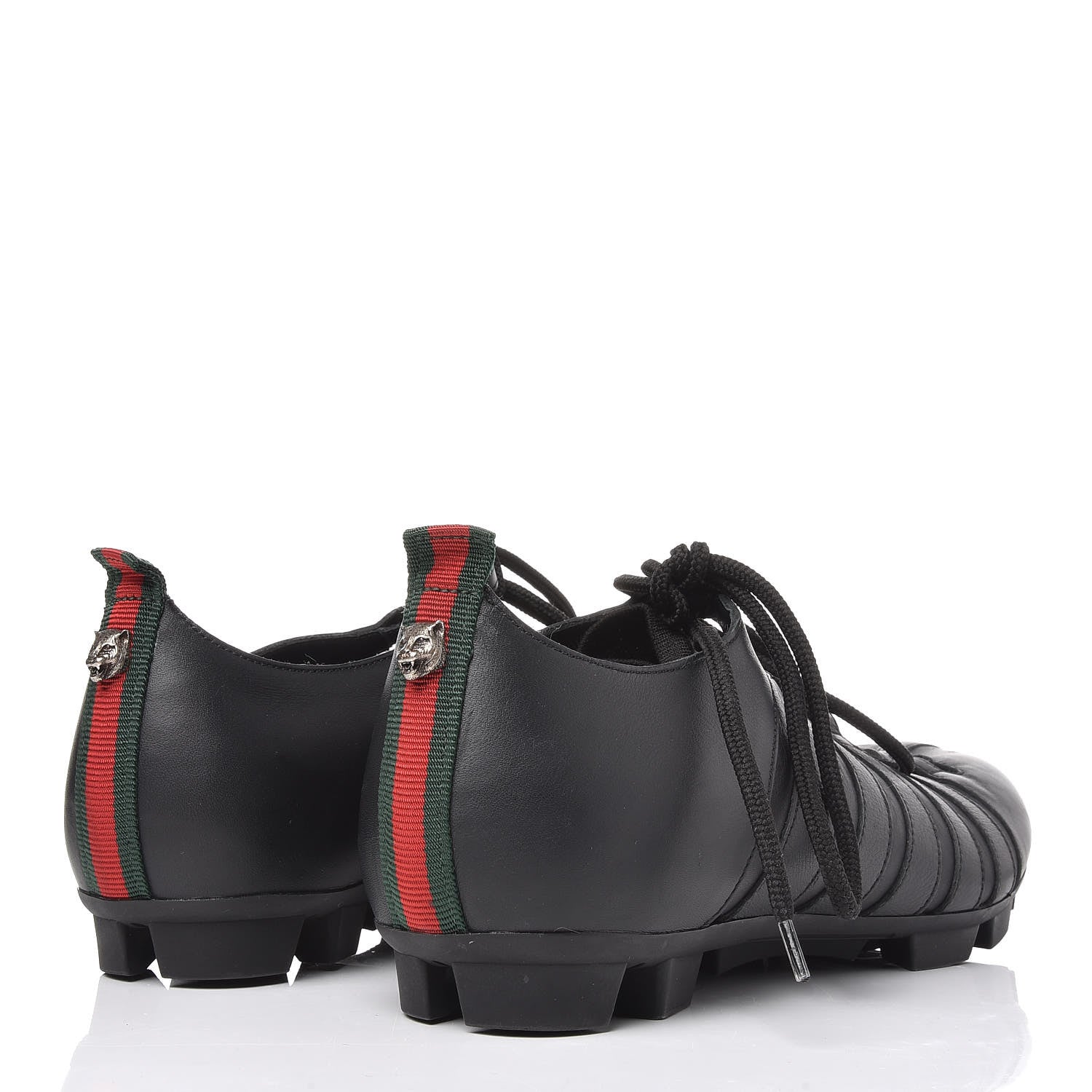 Gucci Calfskin Mens Lion Head Web Sneakers 8.5 Black 4 of 8