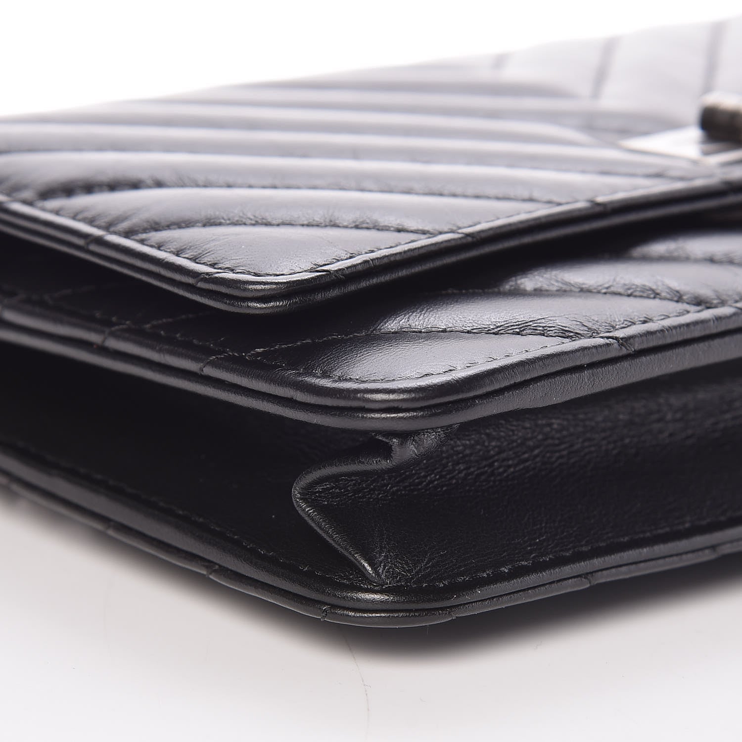 Chanel Aged Calfskin Chevron Quilted Reissue Wallet On Chain WOC Black 11 of 12