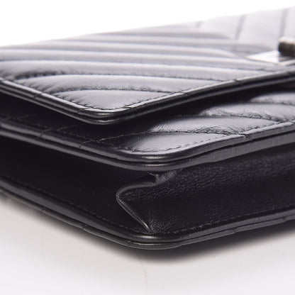 Chanel Aged Calfskin Chevron Quilted Reissue Wallet On Chain WOC Black 11 of 12