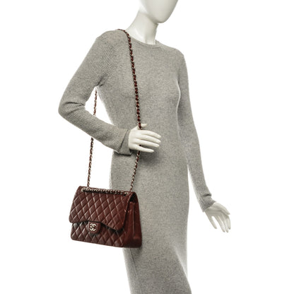 Chanel Caviar Quilted Jumbo Double Flap Dark Red 2 of 9