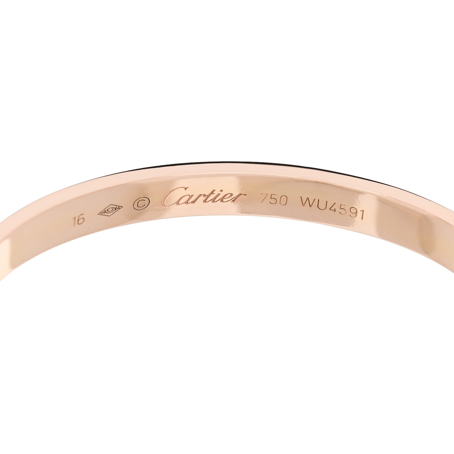 18K Pink Gold LOVE Cuff Bracelet 16