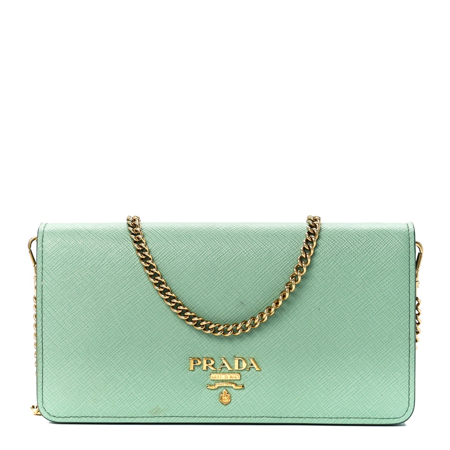 Saffiano Metal Chain Wallet Acquamarina