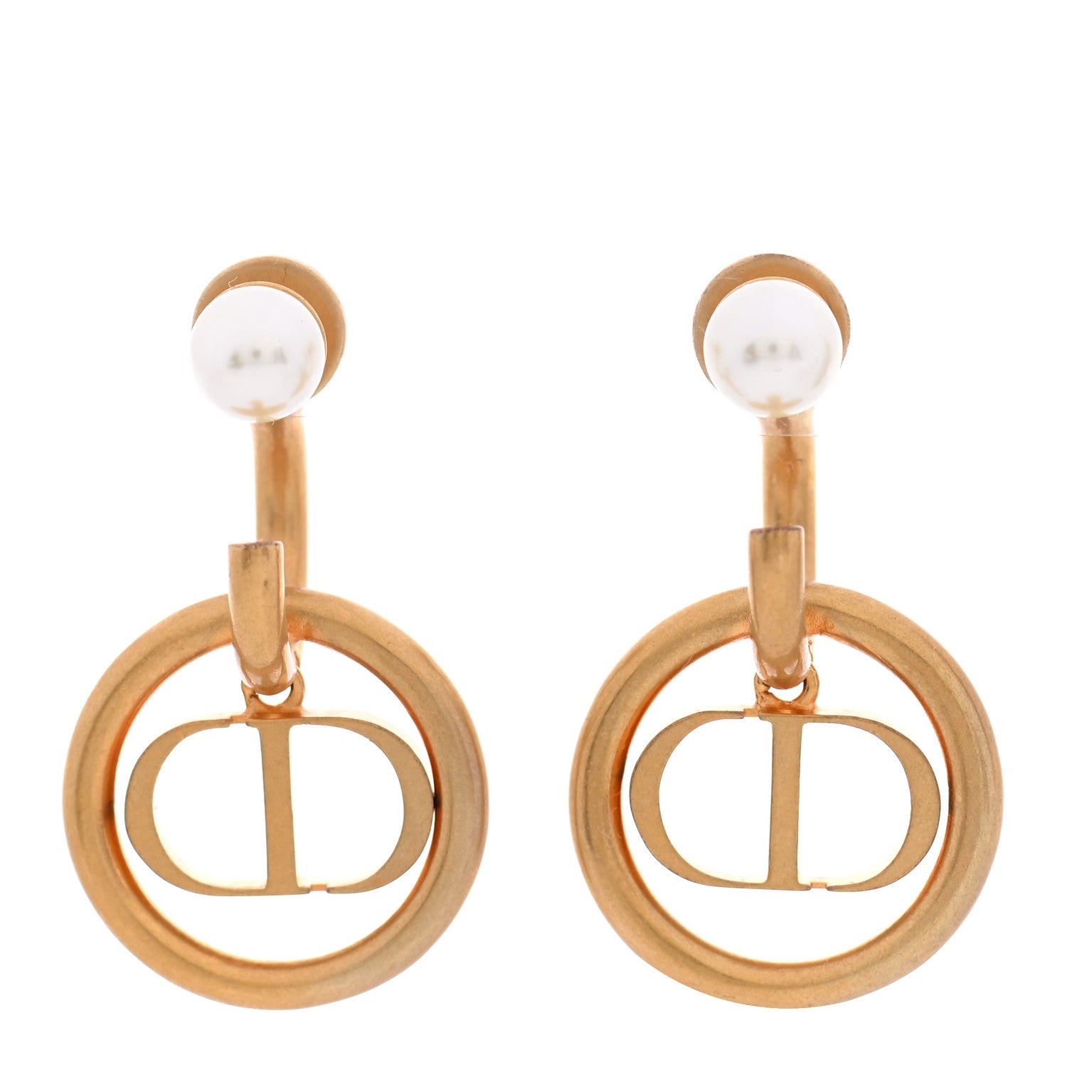Christian Dior Metal 30 Montaigne Hoop Earrings Aged Gold 1 of 4