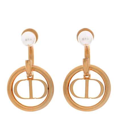 Christian Dior Metal 30 Montaigne Hoop Earrings Aged Gold 1 of 4