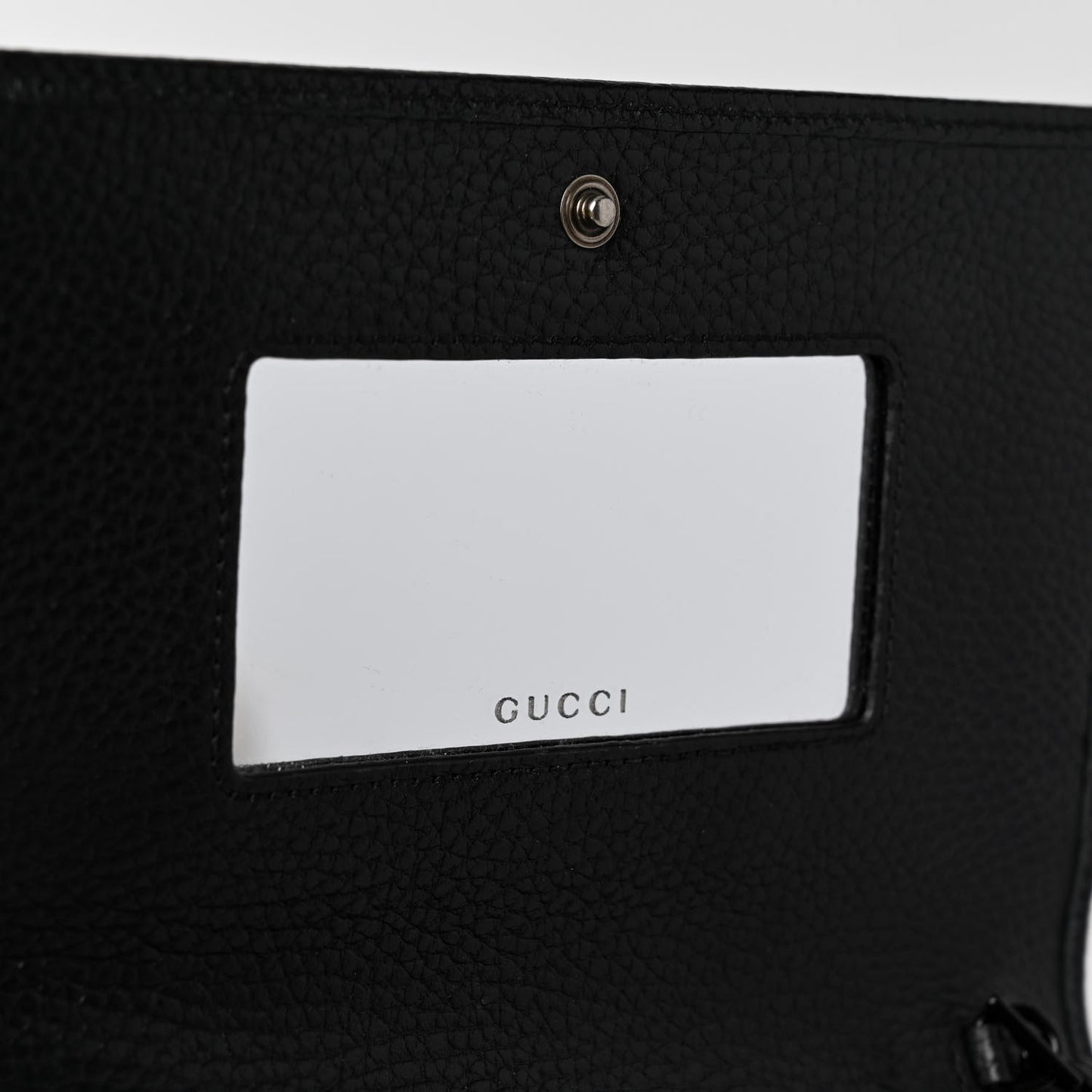 Dollar Calfskin Enamel Monochrome Mini GG Marmont Chain Wallet Black