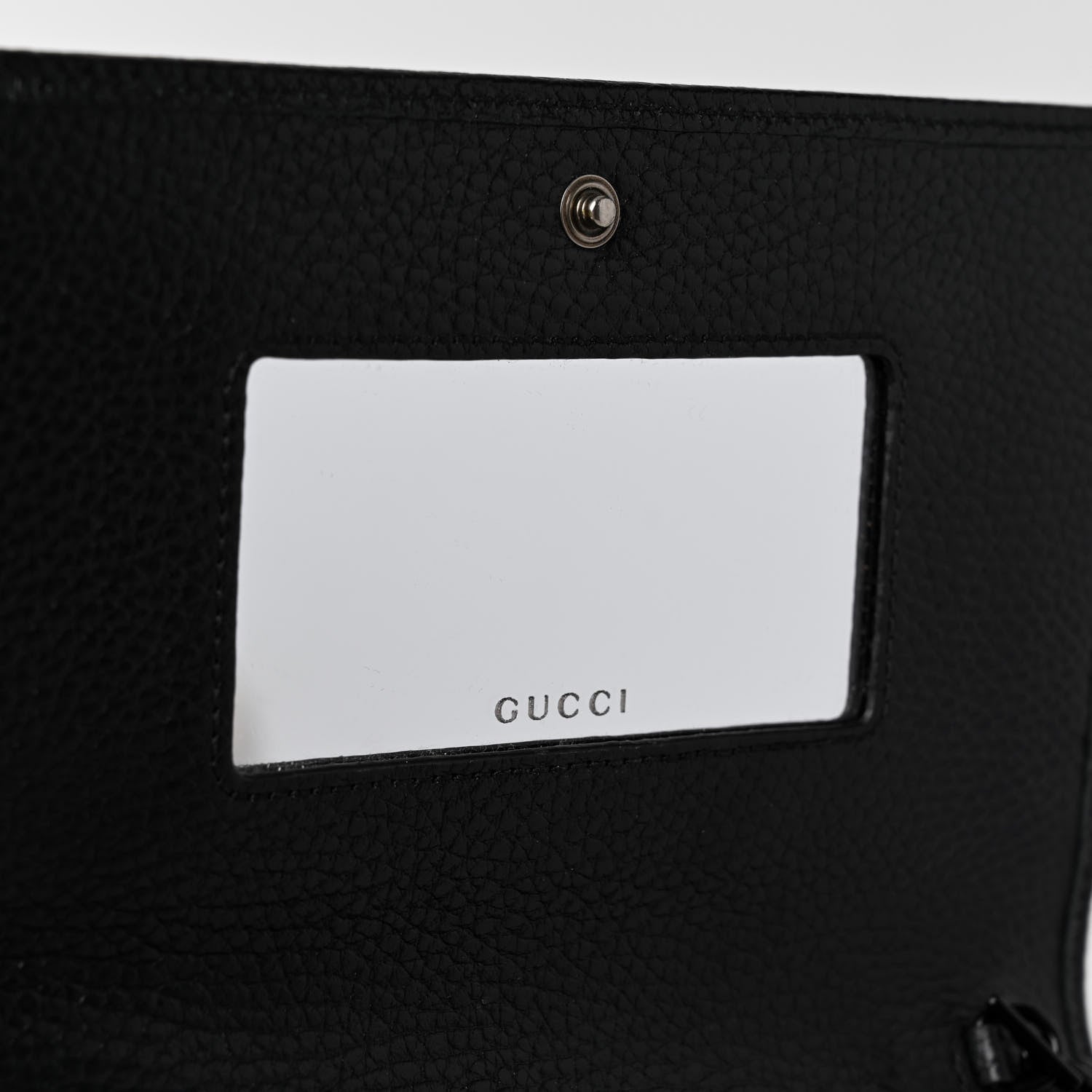 Gucci Dollar Calfskin Enamel Monochrome Mini GG Marmont Chain Wallet Black 6 of 11