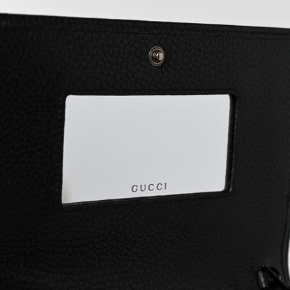 Gucci Dollar Calfskin Enamel Monochrome Mini GG Marmont Chain Wallet Black 6 of 11