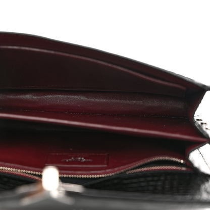 Saint Laurent Calfskin Crocodile Embossed Monogram Cassandra Clasp Bag Black Rouge Legion 5 of 13