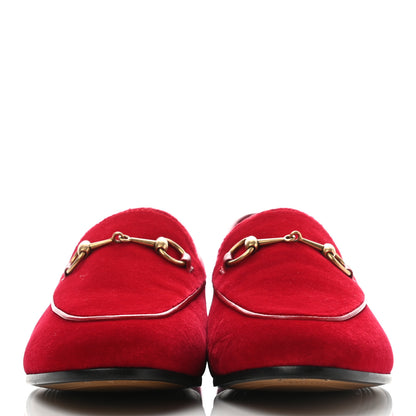 Gucci Velvet Horsebit Womens Jordaan Loafers 39 Hibiscus Red 2 of 10