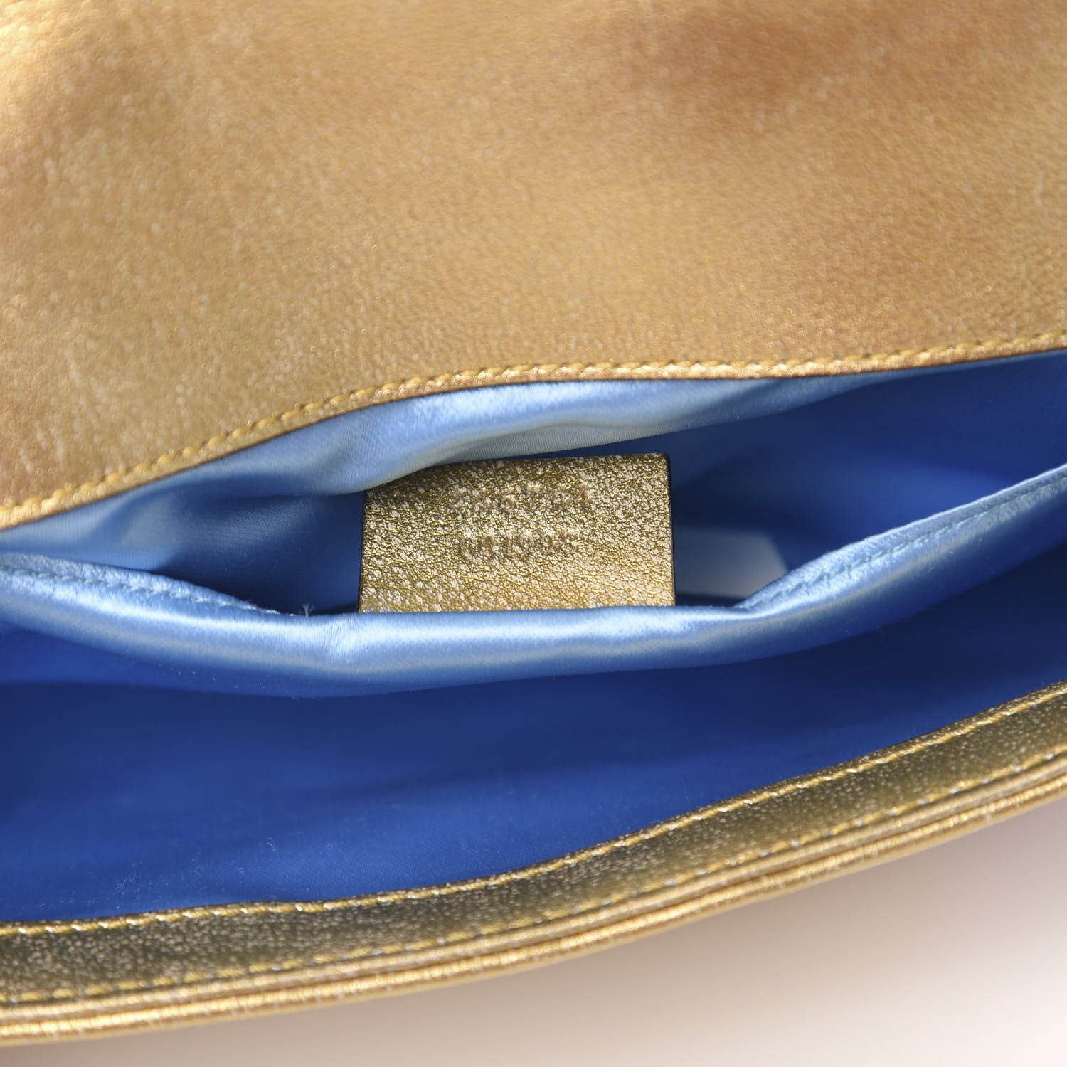 Gucci Metallic Calfskin Matelasse Mini GG Marmont Shoulder Bag Gold Pink 6 of 9