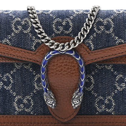 Gucci New Denim GG Monogram Dollar Calfskin Enamel Super Mini Dionysus Shoulder Bag Blue Tea Cuir Epilog Electric Blue 7 of 10