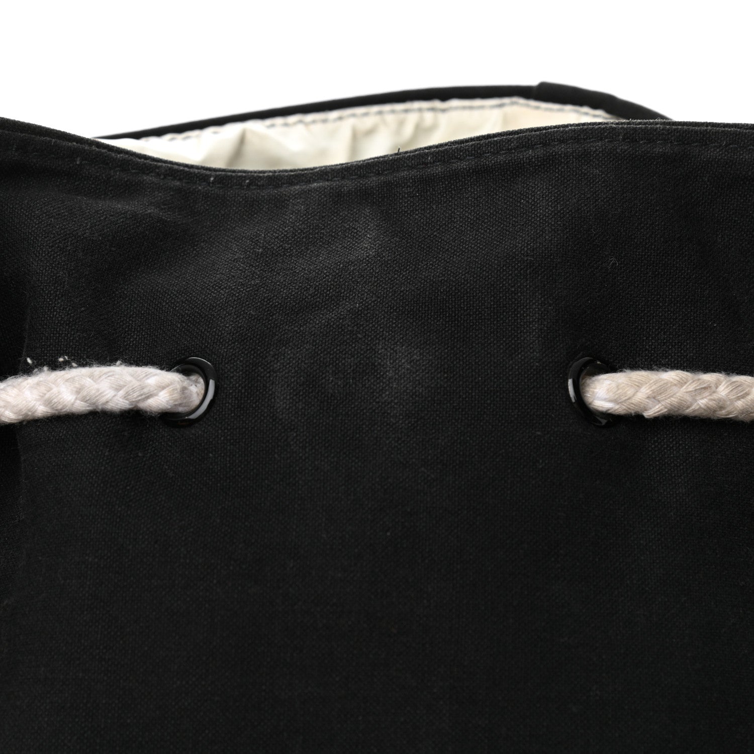 Chanel Canvas Drawstring Backpack Black White 10 of 10