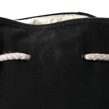 Chanel Canvas Drawstring Backpack Black White 10 of 10