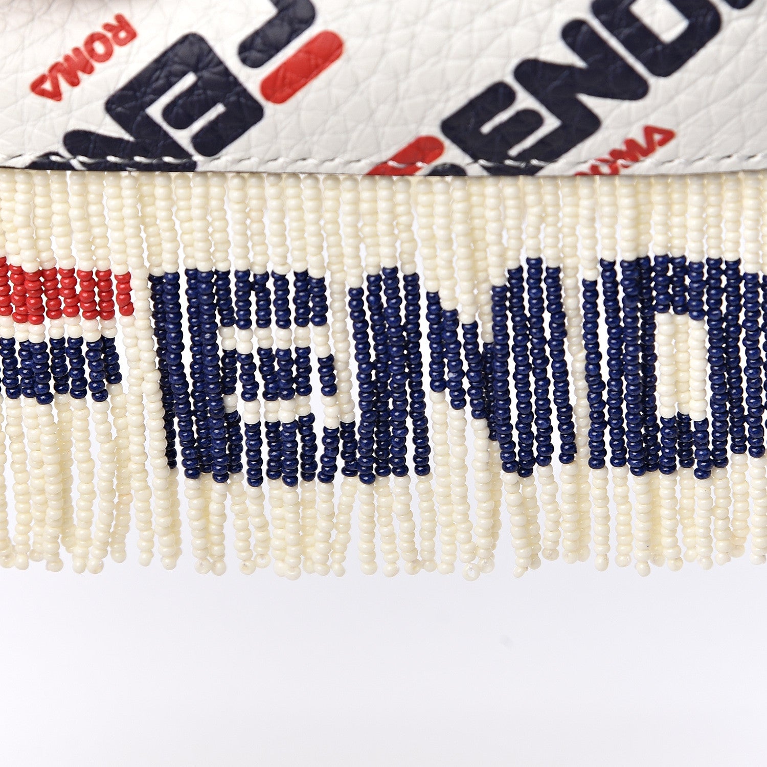 Fendi X FILA Calfskin F is Fendi Mania Fringe Mini Mon Tresor Bucket Bag White 16 of 16