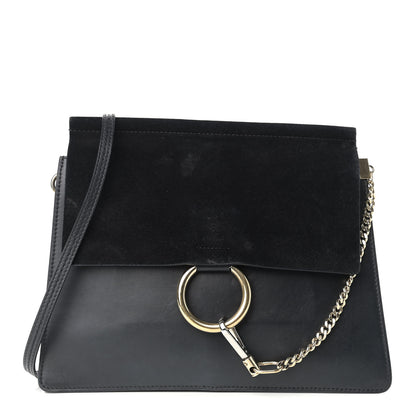 Chloe Suede Calfskin Medium Faye Shoulder Bag Black 1 of 21