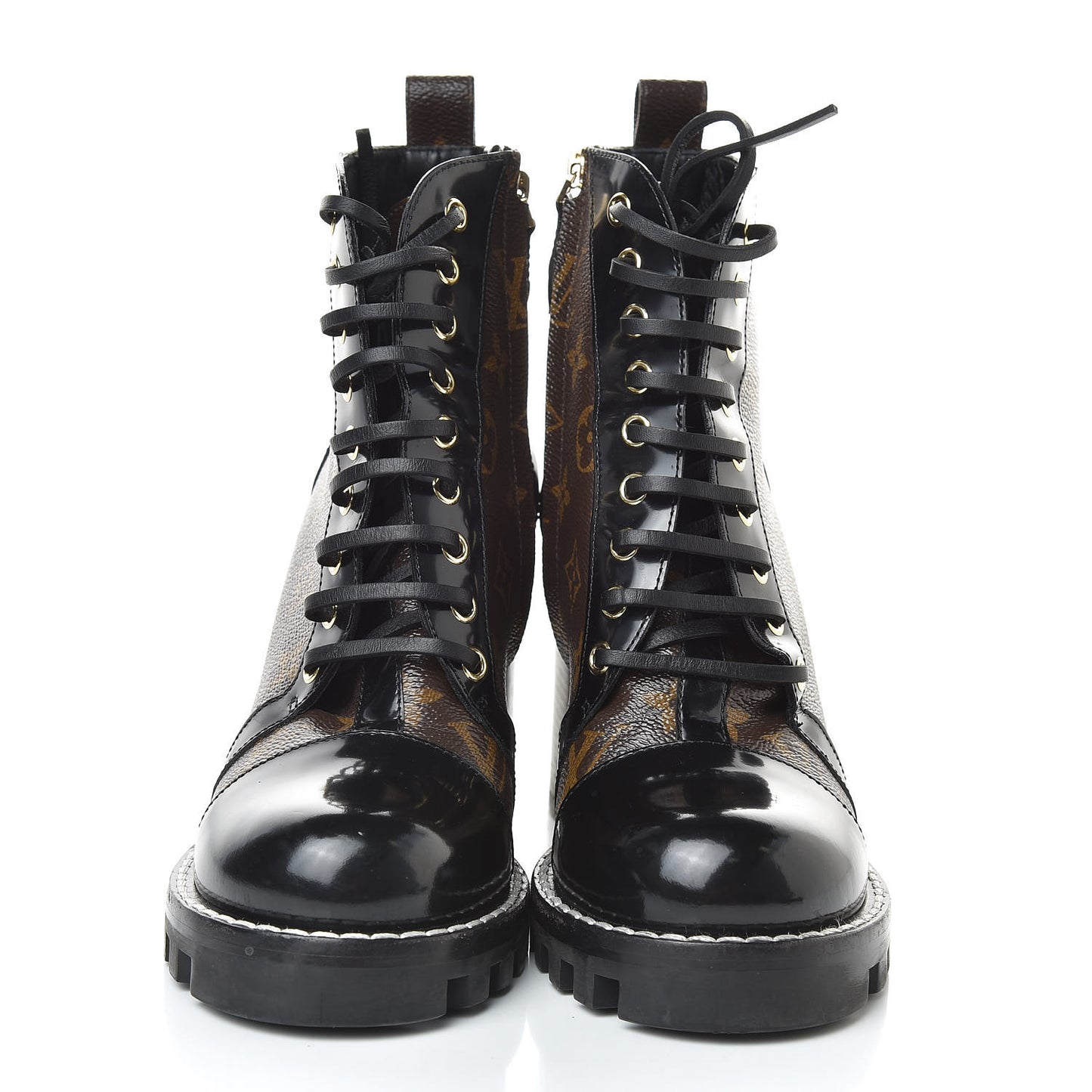 Patent Calfskin Monogram Star Trail Ankle Boots 38 Black
