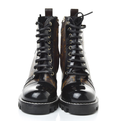 Louis Vuitton Patent Calfskin Monogram Star Trail Ankle Boots 38 Black 2 of 8