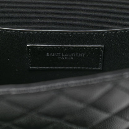 Saint Laurent Grain De Poudre Textured Mixed Matelasse Triquilt Small Monogram Satchel Black 6 of 8
