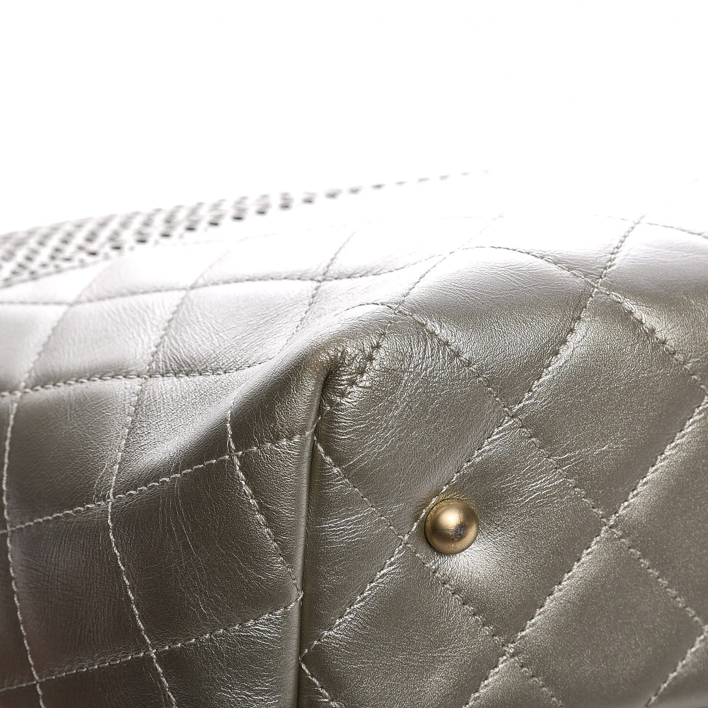 Calfskin Perforated Up In The Air North South Tote Gold
