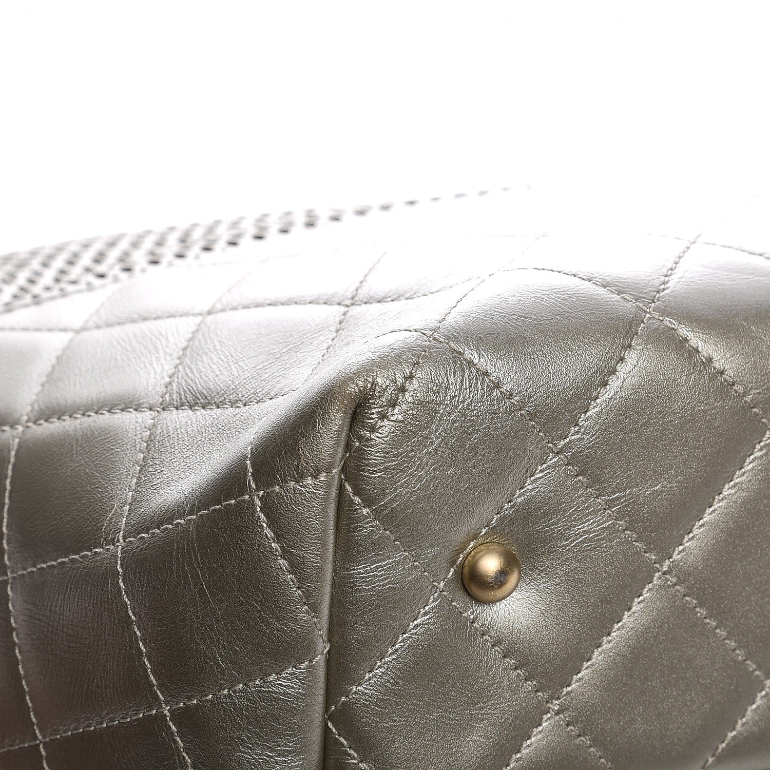 Chanel Calfskin Perforated Up In The Air North South Tote Gold 10 of 11
