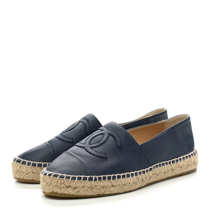 Chanel Lambskin CC Espadrilles 38 Blue 3 of 9