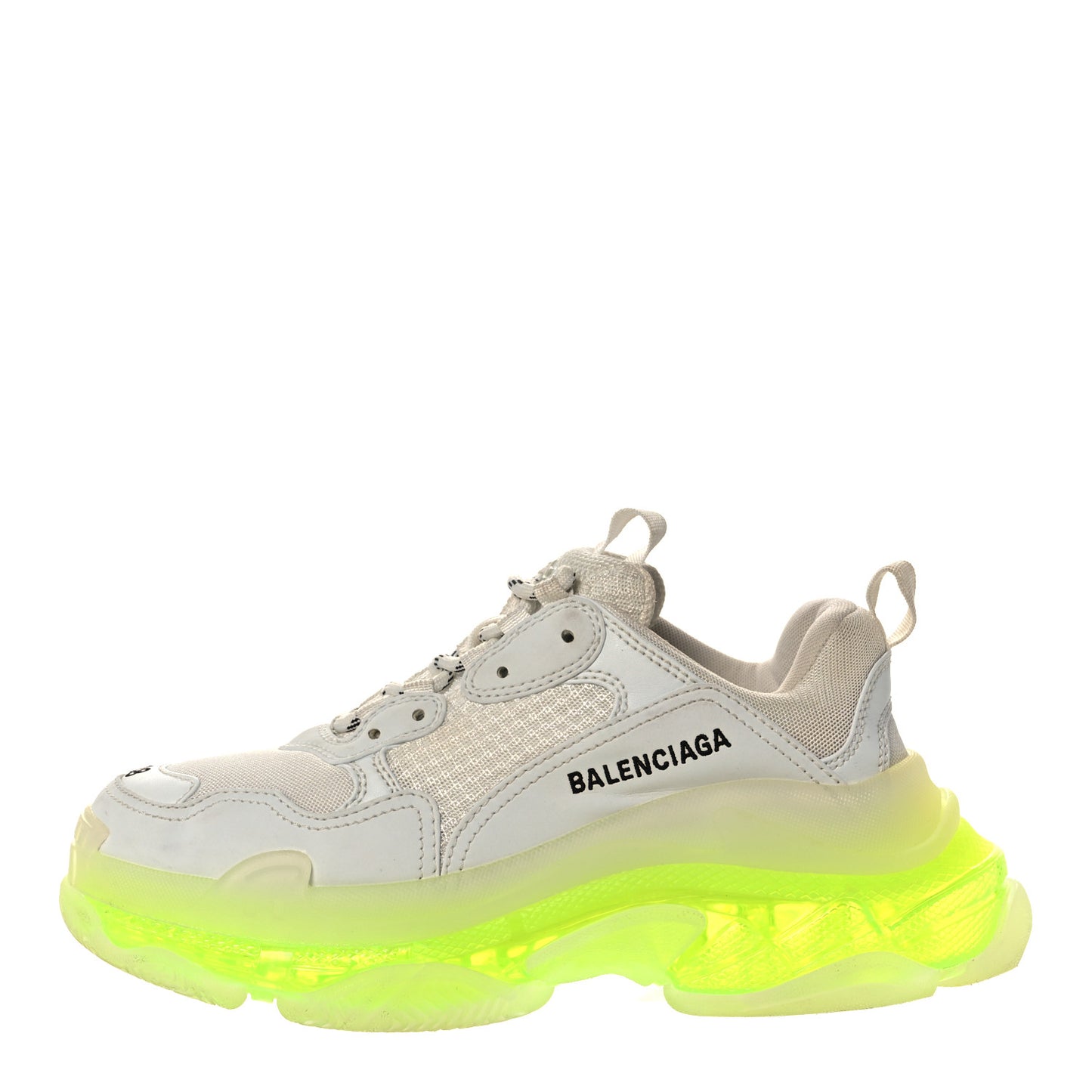 Fabric Mesh Clear Sole Fluo Womens Triple S Sneakers 38 White Fluo Yellow