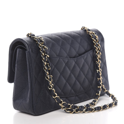 Chanel Caviar Quilted Medium Double Flap Navy 3 of 11