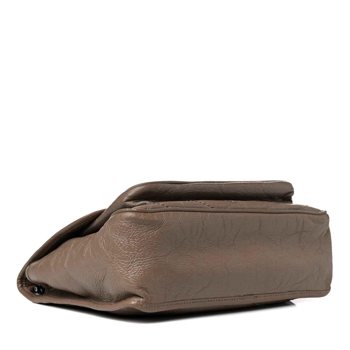Crinkled Calfskin Matelasse Monogram Medium Niki Chain Satchel Light Taupe