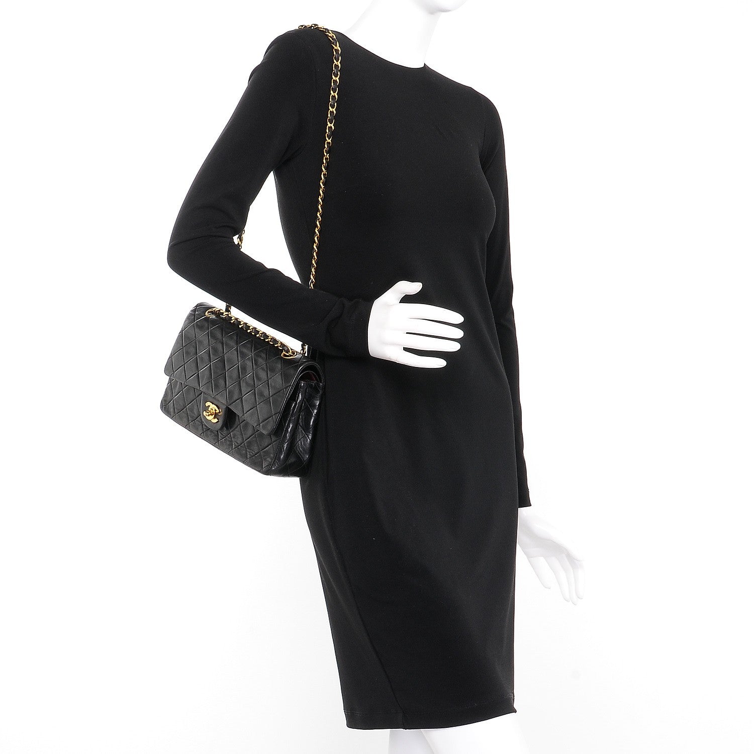 Chanel Lambskin Quilted Medium Double Flap Black 2 of 11