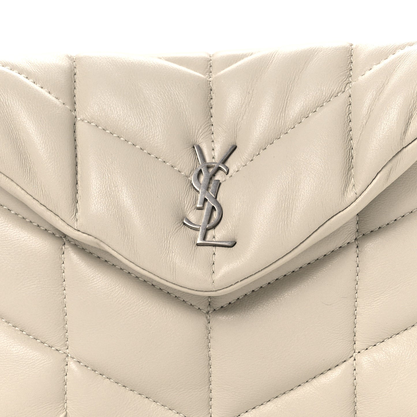 Lambskin Monogram Loulou Puffer Pouch Clutch Crema Soft