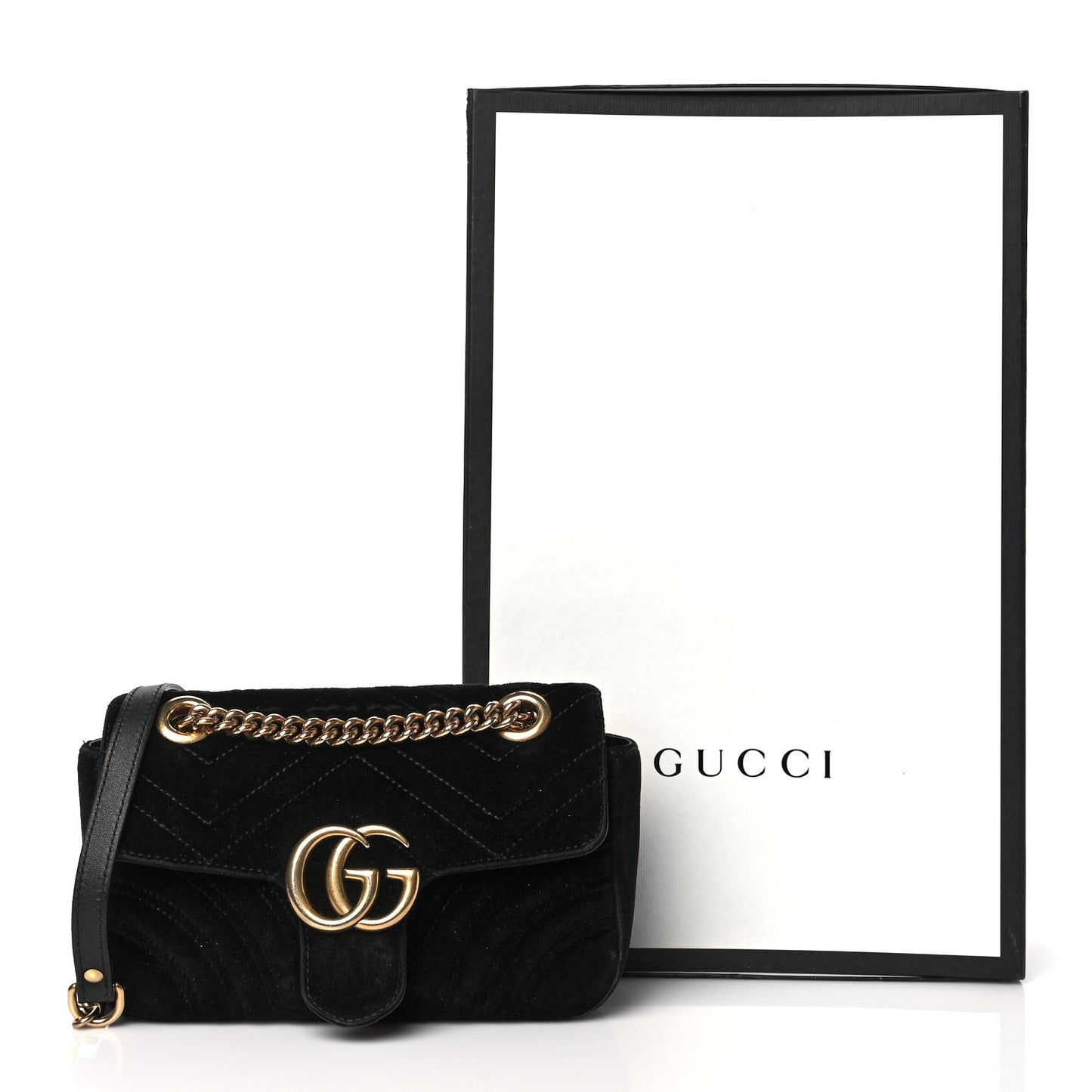 Velvet Matelasse Mini GG Marmont Shoulder Bag Black