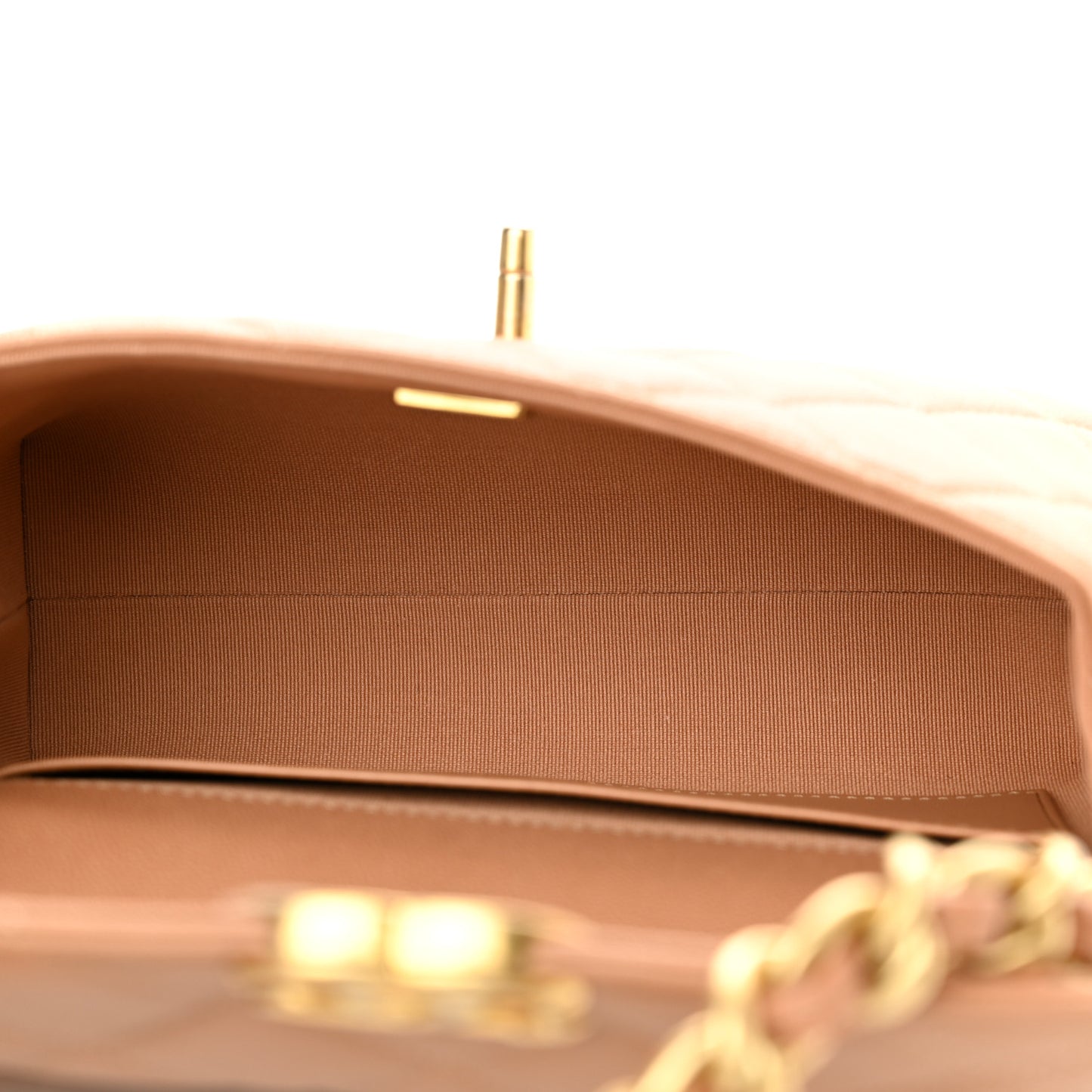 Caviar Quilted Small Flap Dark Beige