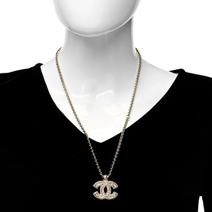 Chanel Metal Crystal Scarab CC Pendant Necklace Gold 2 of 6