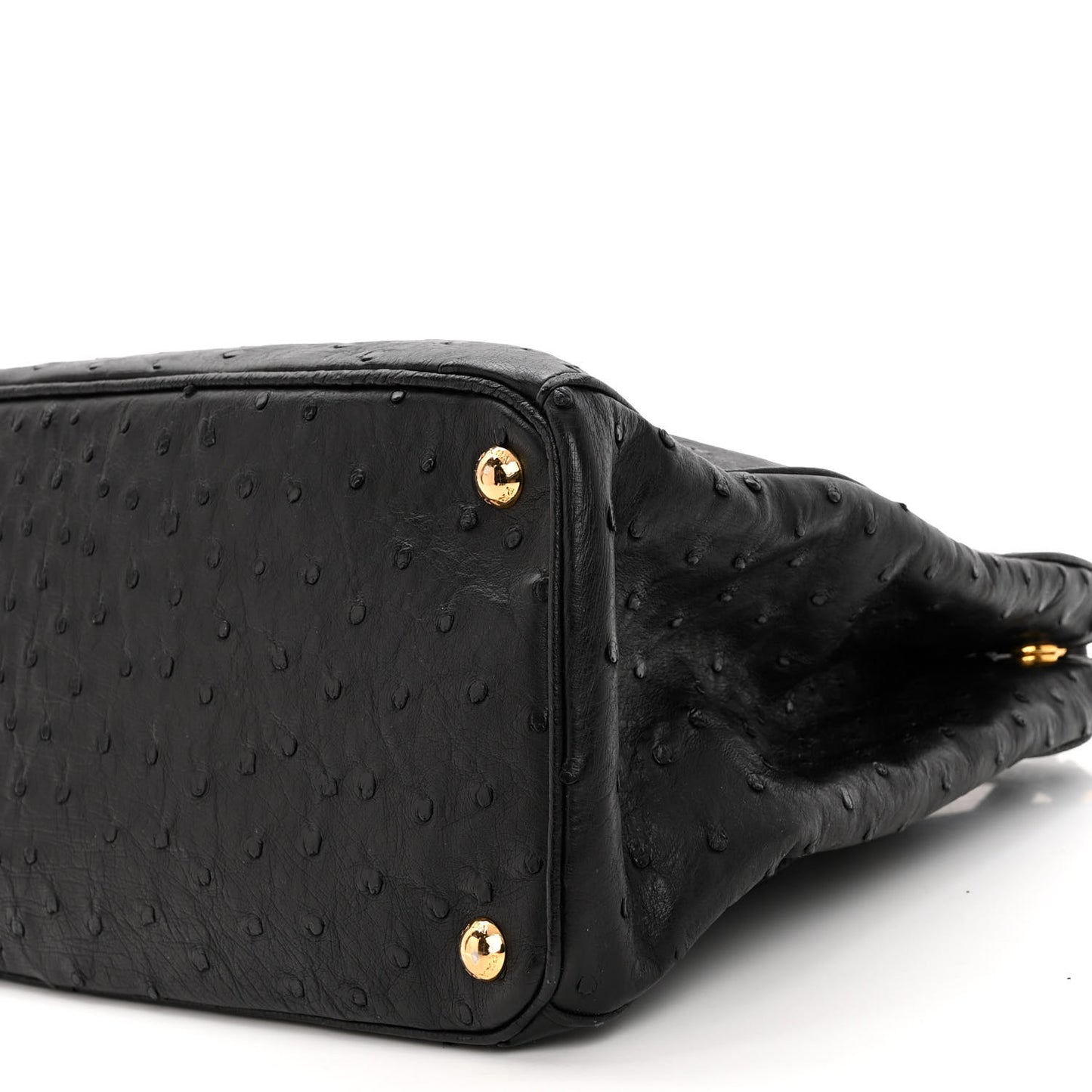 Ostrich Double Zip Tote Black