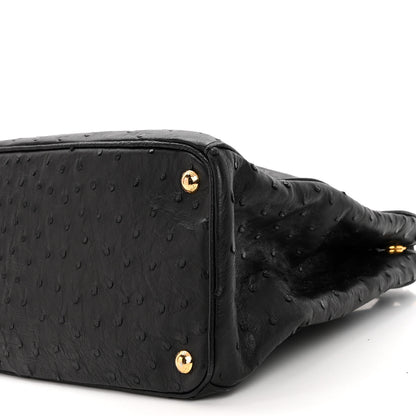 Prada Ostrich Double Zip Tote Black 10 of 15