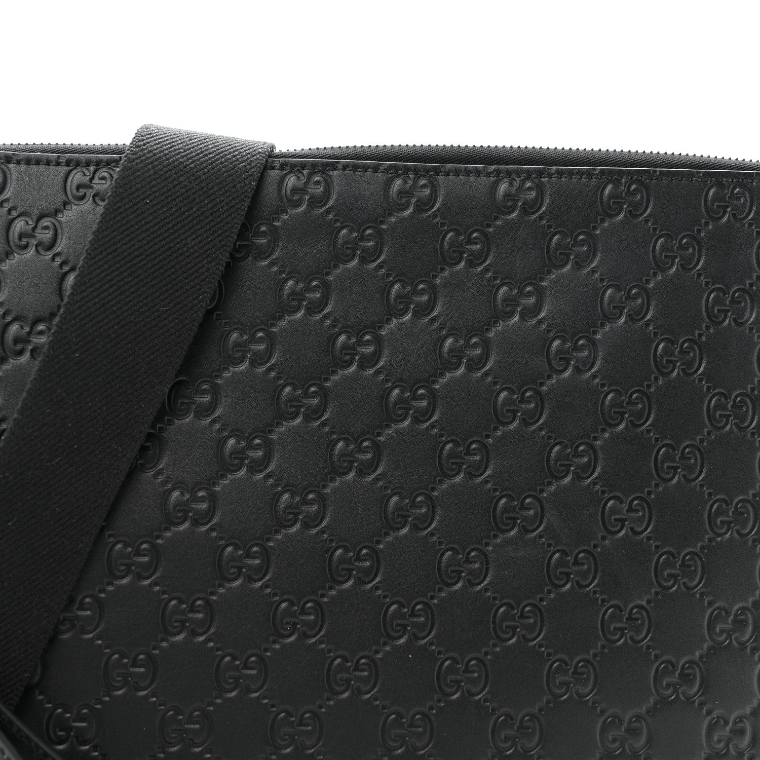 Gucci GG Calfskin Embossed Emblem Medium Crossbody Bag Black 8 of 12
