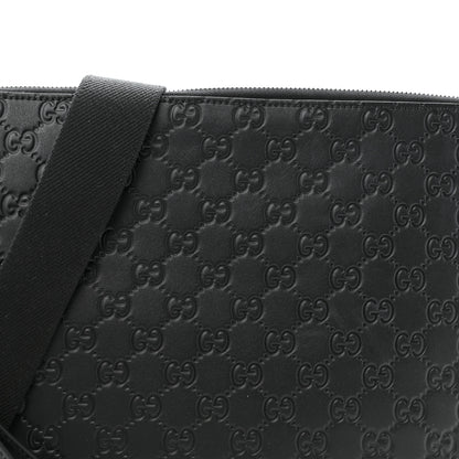 Gucci GG Calfskin Embossed Emblem Medium Crossbody Bag Black 8 of 12