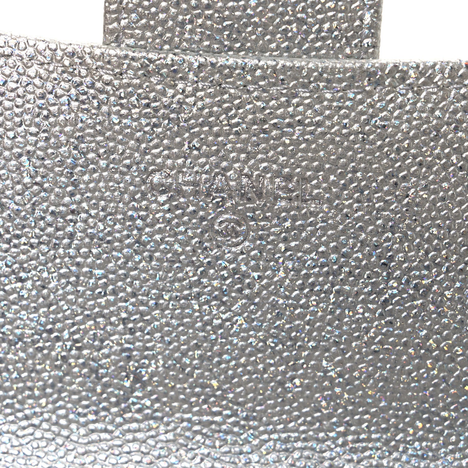 Chanel Glittered Metallic Caviar Quilted Large Flap Wallet Silver 6 of 8