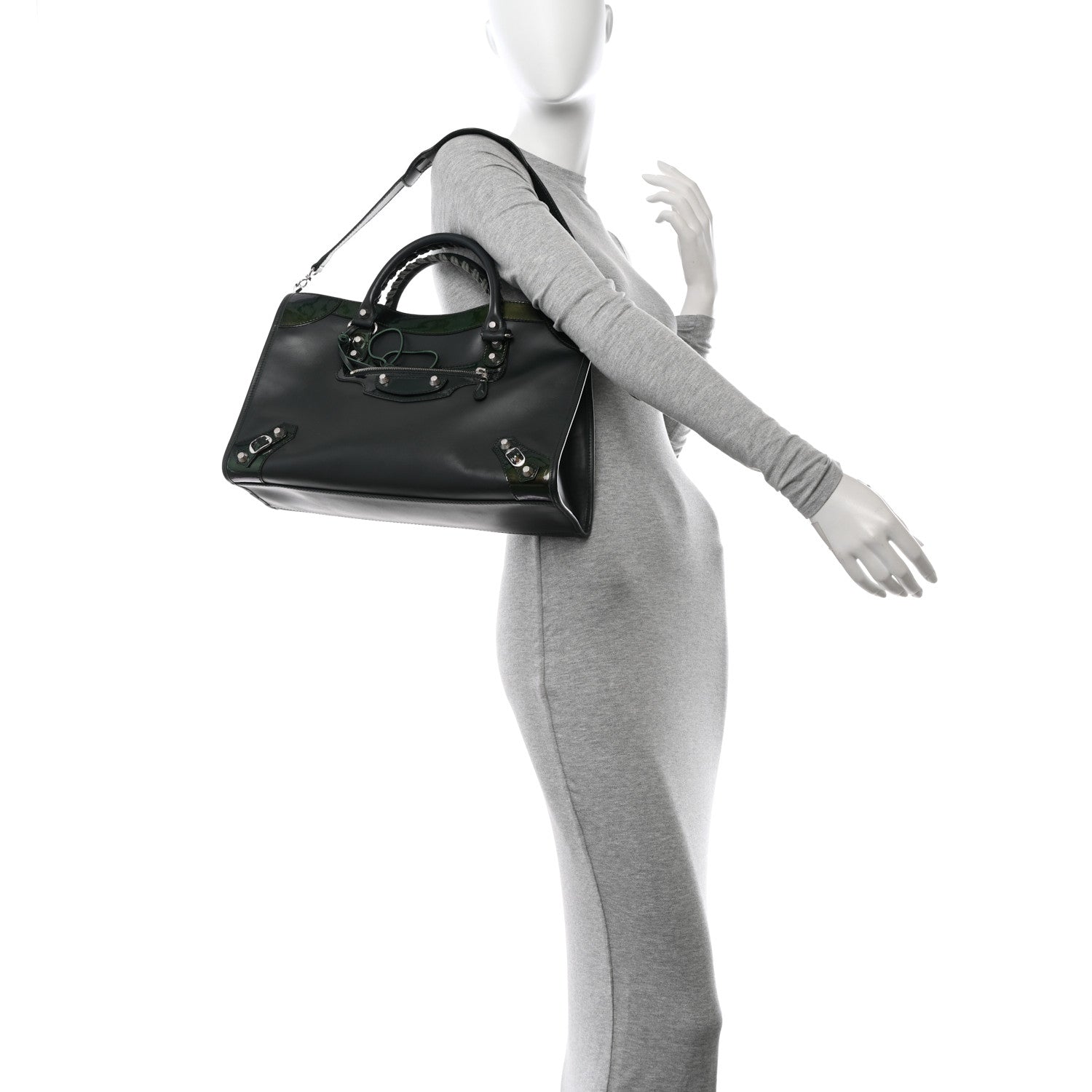 Balenciaga Smooth Calfskin Metallic Patent Giant 12 Silver Hardware City Vert Poker Fonce 2 of 13