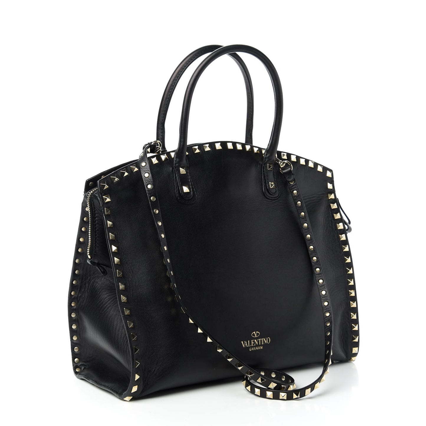 Vitello Rockstud Dome Shopper Black