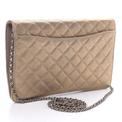 Chanel Metallic Calfskin Quilted Flap Clutch Light Bronze 3 of 13