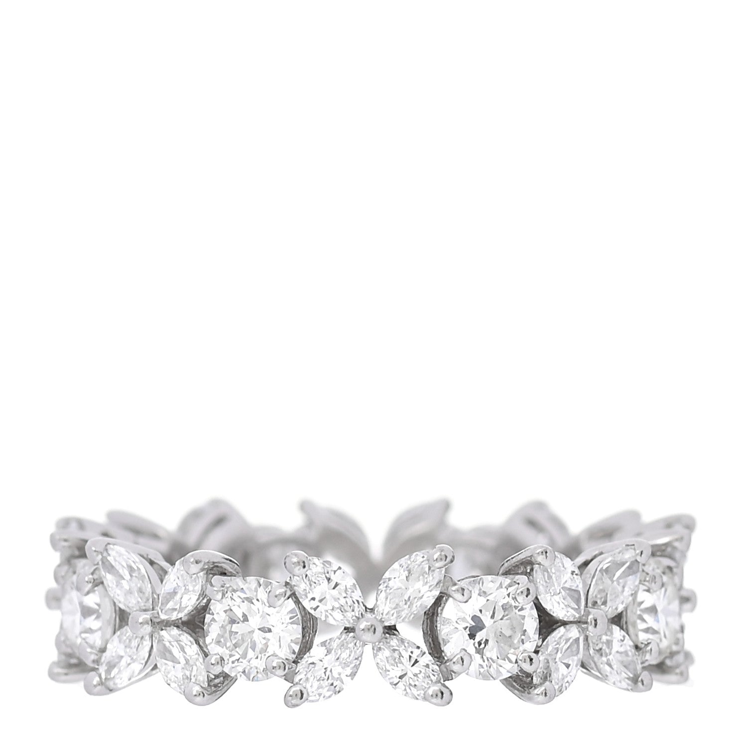 Tiffany Platinum Diamond Victoria Alternating Band Ring 50 5.5 3 of 4
