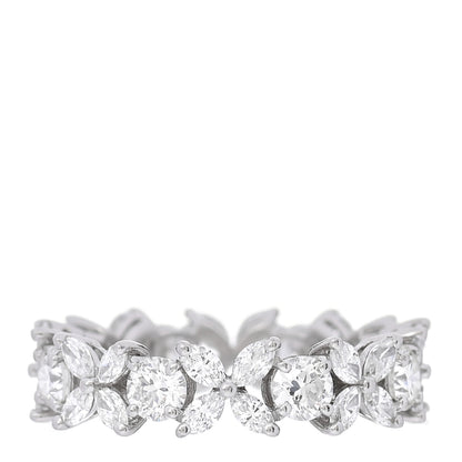 Tiffany Platinum Diamond Victoria Alternating Band Ring 50 5.5 3 of 4