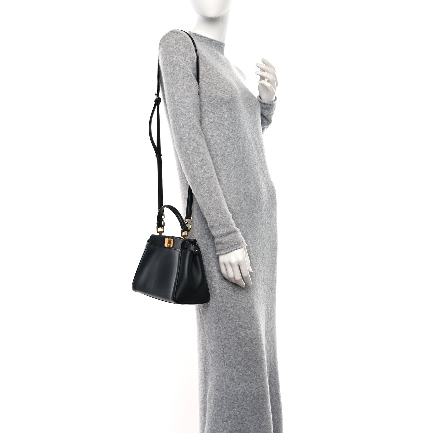 Fendi Nappa Mini Peekaboo Iconic Satchel Black 2 of 10
